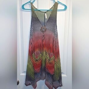 Paradise Black, Red, Green Striped Swimsuit Cover Up